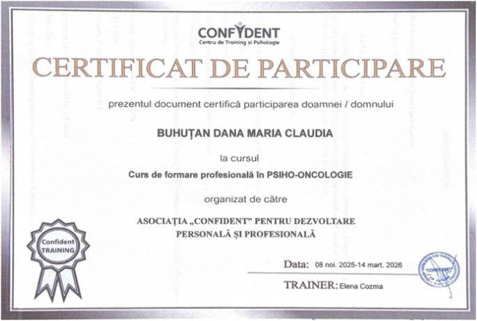 Formare profesională în psiho-oncologie