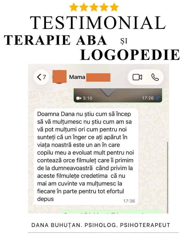 Testimonial terapie ABA și logopedie